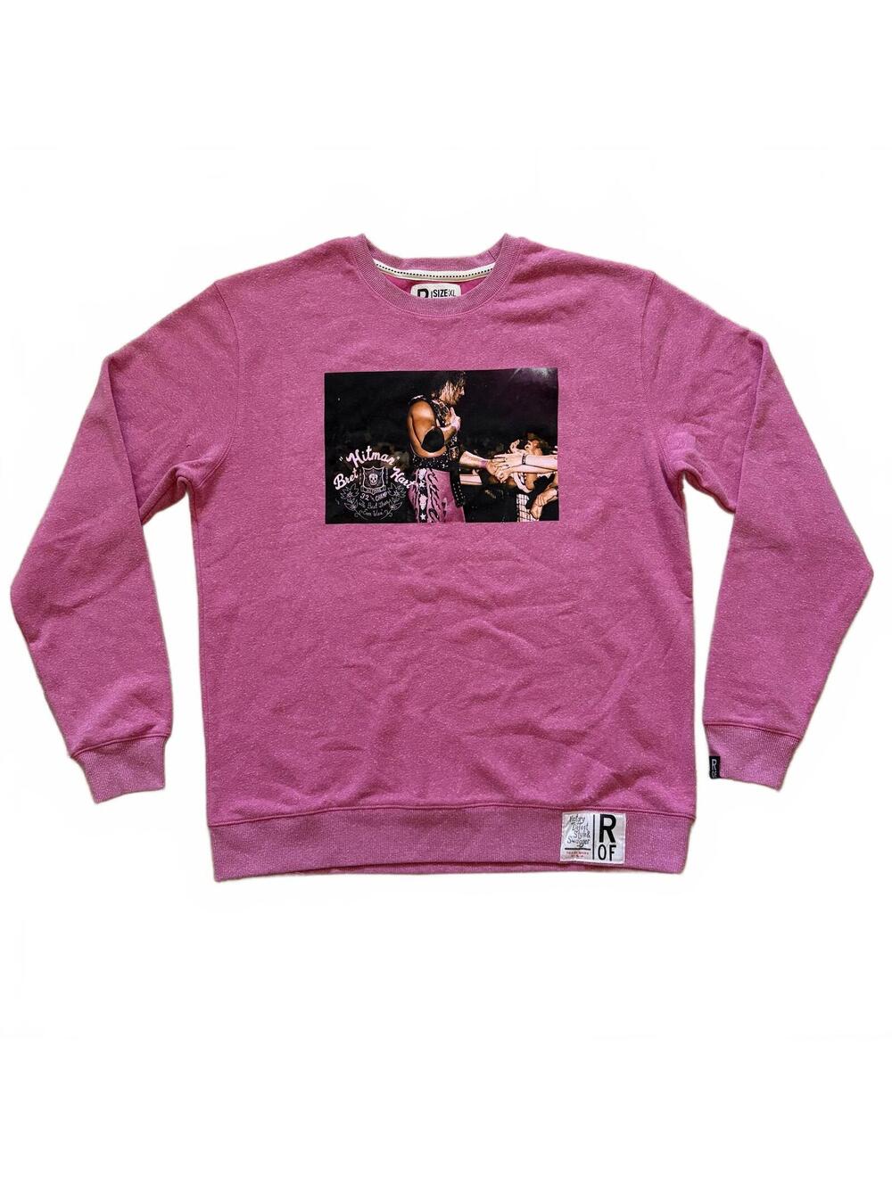 Roots of Fight Bret Hitman Hart Sweatshirt Crewneck Sweater Photo Pink Men XL